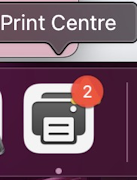 Shows Print Centre in Dock